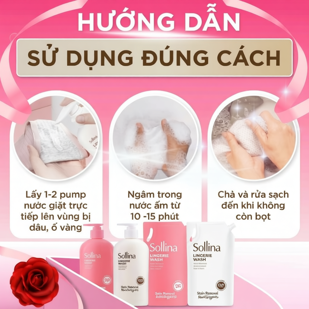 Solina nước giặt đồ lót chuyên dụng 400ml Giúp khử mùi, kháng khuẩn, An toàn cho da nhạy cảm