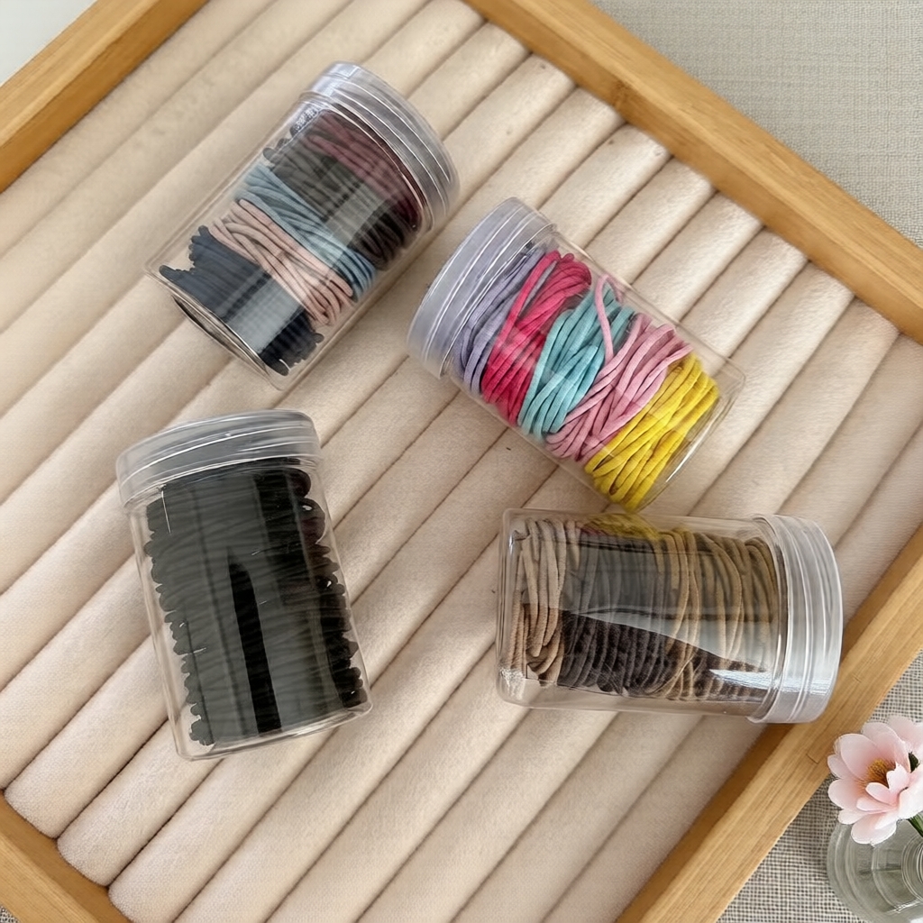 Lọ 100 dây buộc tóc scrunchies - Gói dây buộc tóc & scrunchies thiết yếu cho tuổi teen