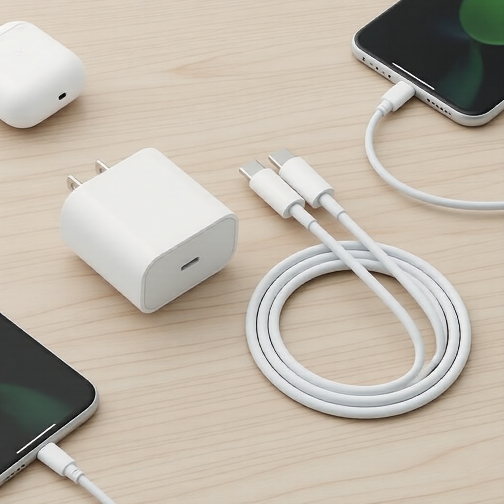 PD 20W USB-C Bộ sạc US Plug với cáp dữ liệu sạc 1M cho Phone 16 15 Pro Max Pad