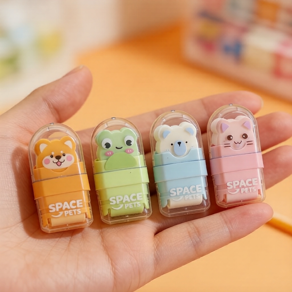 Cục Tẩy Cao Su Chủ Đề Vũ Trụ 4 Cái: Mini Phi Hành Gia & Tên Lửa, Dùng Cho Trường Học & Văn Phòng (C3
