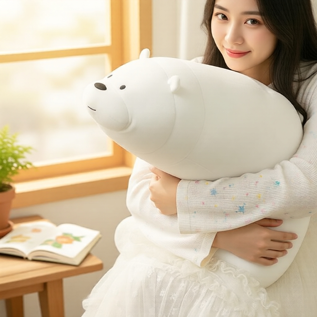 MINISO Gấu Bông We Bare Bears, gấu nằm mềm mại 23x16x54cm, đồ chơi ôm ngủ dễ thương, quà tặng thú nh