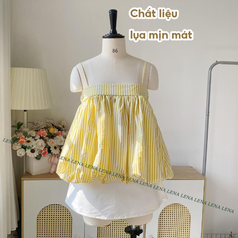 Có BIGSIZE. Áo bí 2 dây babydoll basic dáng rộng may 2 lớp mịn mát, dây áo điều chỉnh được LENA 3148