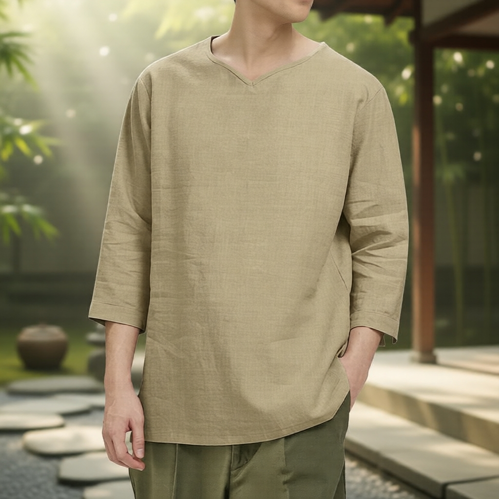 Áo sơ mi nam màu kaki dáng rộng thường ngày Lovito mẫu LNE138120