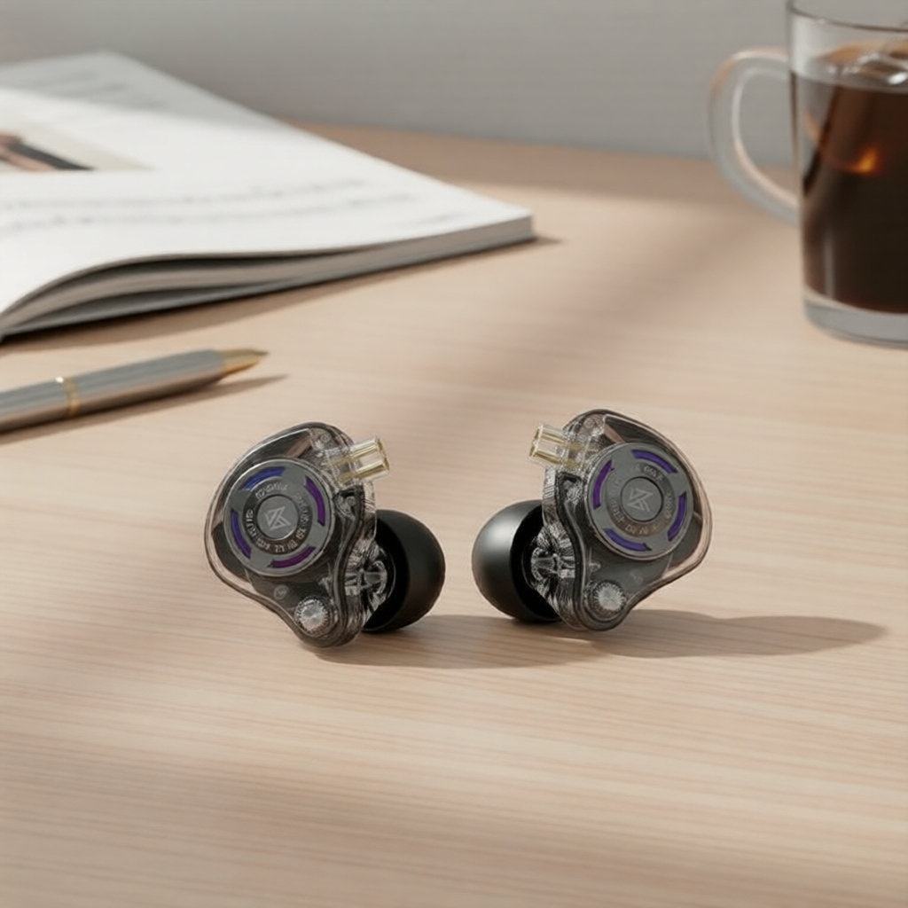 Tai nghe chơi game KZ Gale HiFi, tai nghe nhét tai IEM, 2 mic ngưng tụ, cáp tháo rời mạ bạc