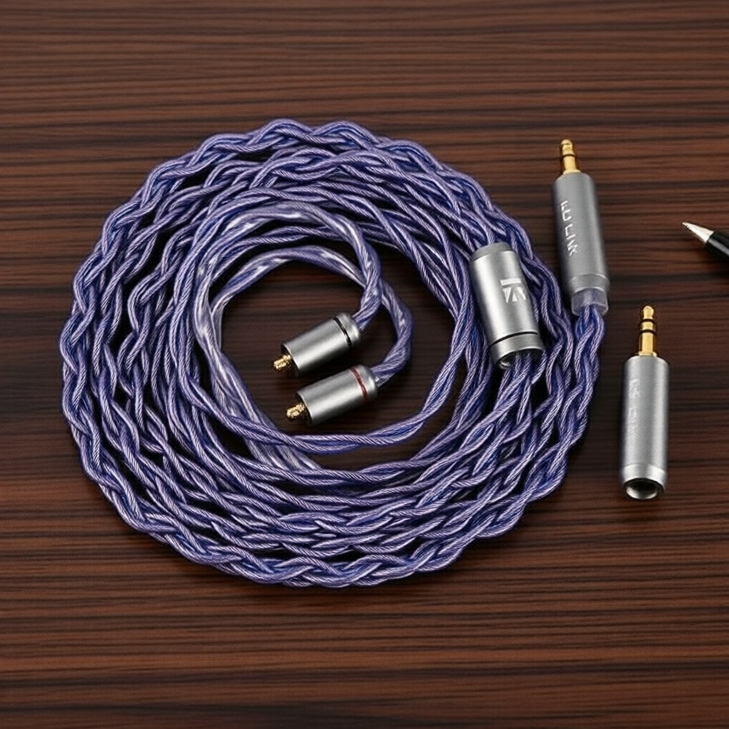 KBEAR Neon 5N OFC HiFi IEM Cable - 4 sợi, 3.5mm/4.4mm, MMCX/2 chân/QDC, màu tím