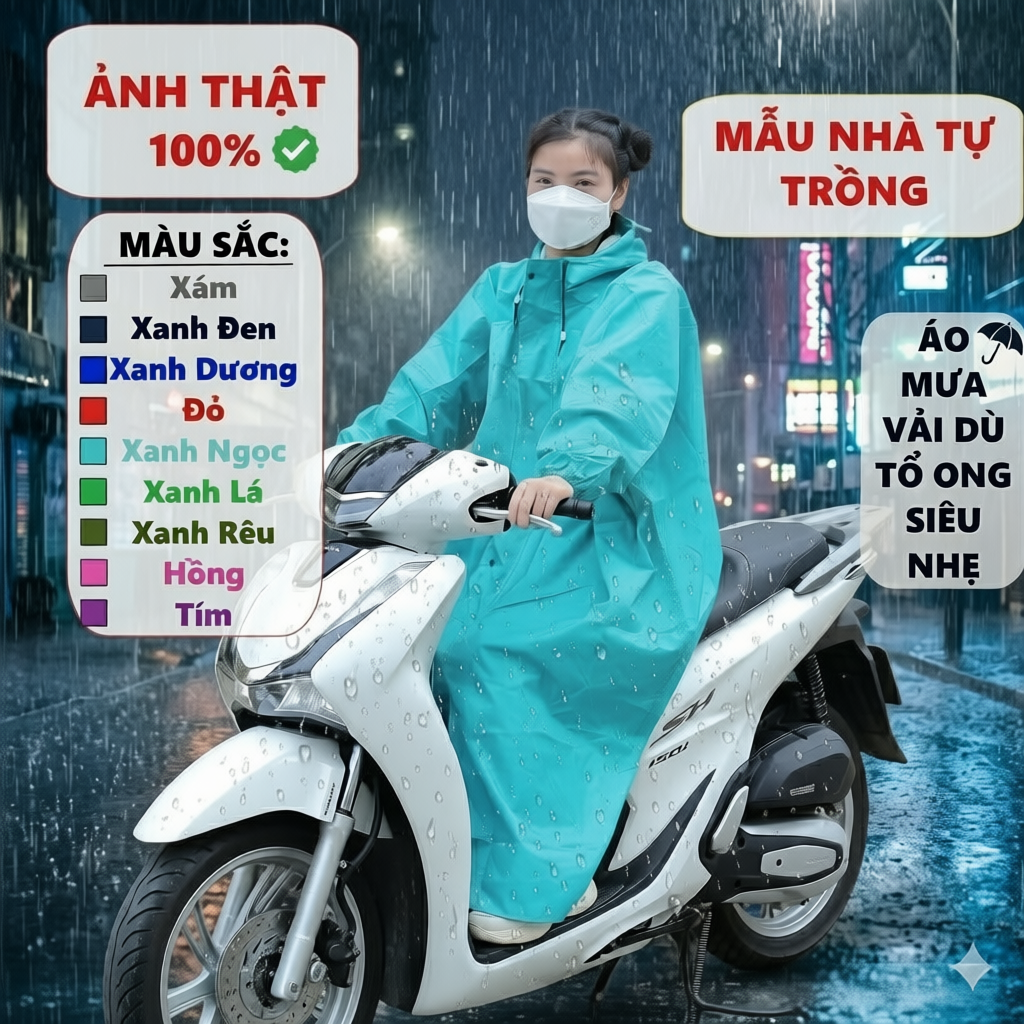 Áo Mưa Da Cá Dây Kéo Trước Vải Dù Cao Cấp Ai Cũng Vừa