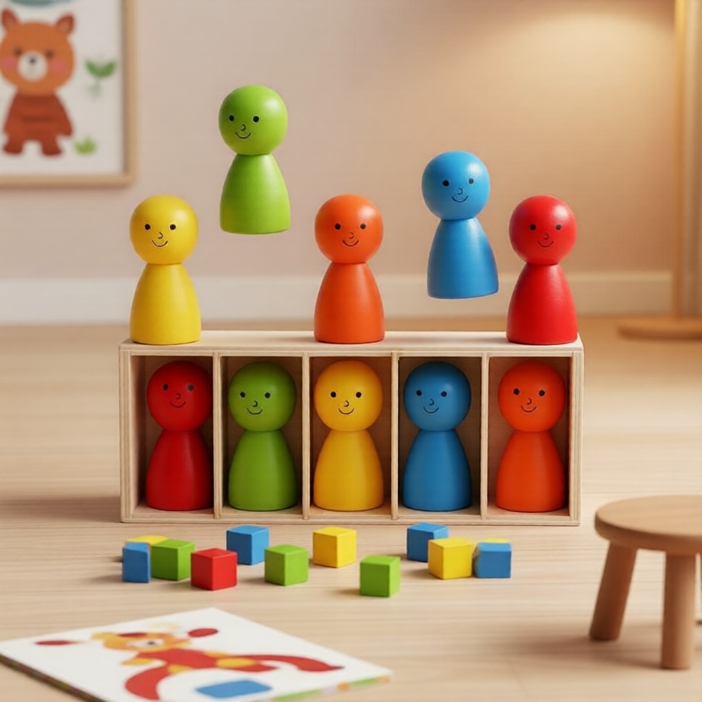Trò chơi ghép màu logic cho bé | Montessori Smiley People bằng gỗ | Đồ chơi giáo dục sớm cho trẻ em