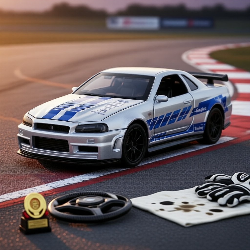 Mô hình trưng bày Nissan Skyline GTR R34 thu nhỏ, chi tiết tinh xảo