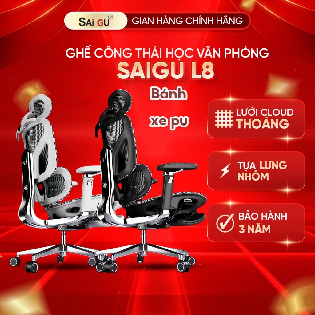 Ghế Công Thái Học Saigu Ares L8 Full Nhôm Chính Hãng - Ngả 160°, Tay Kim Loại 720°, Lưới Cloud, Full VAT, BH 3 Năm