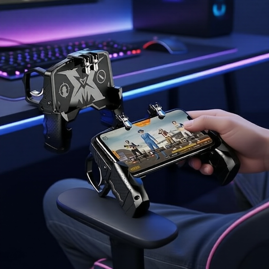 Cần điều khiển chơi game di động với nút cò và gamepad – Tay cầm chơi game PUBG & FPS cho iOS & Andr