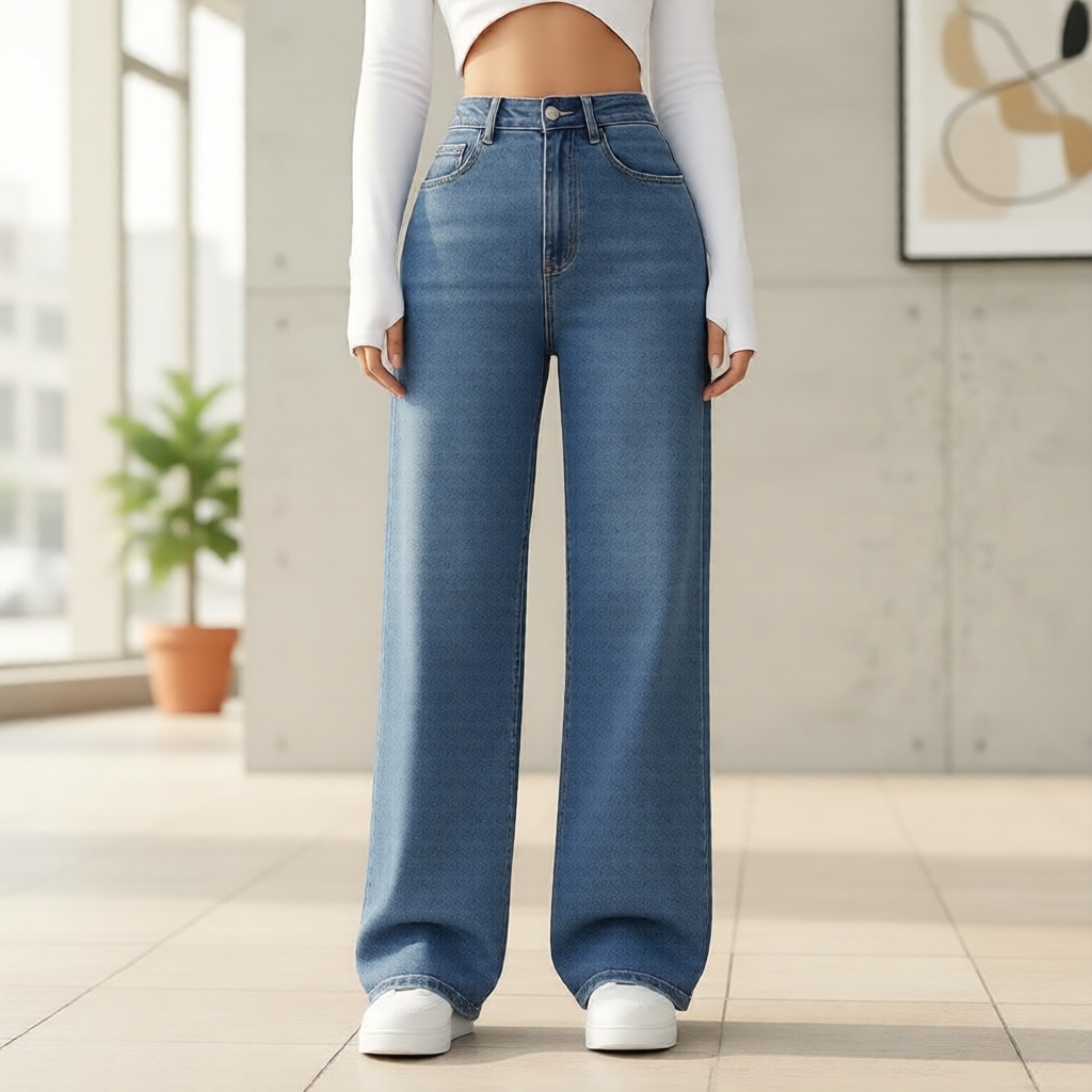 Quần jeans nữ Lovito mùa xuân/hè - Denim giản dị thường ngày, mã: LK4ED2606