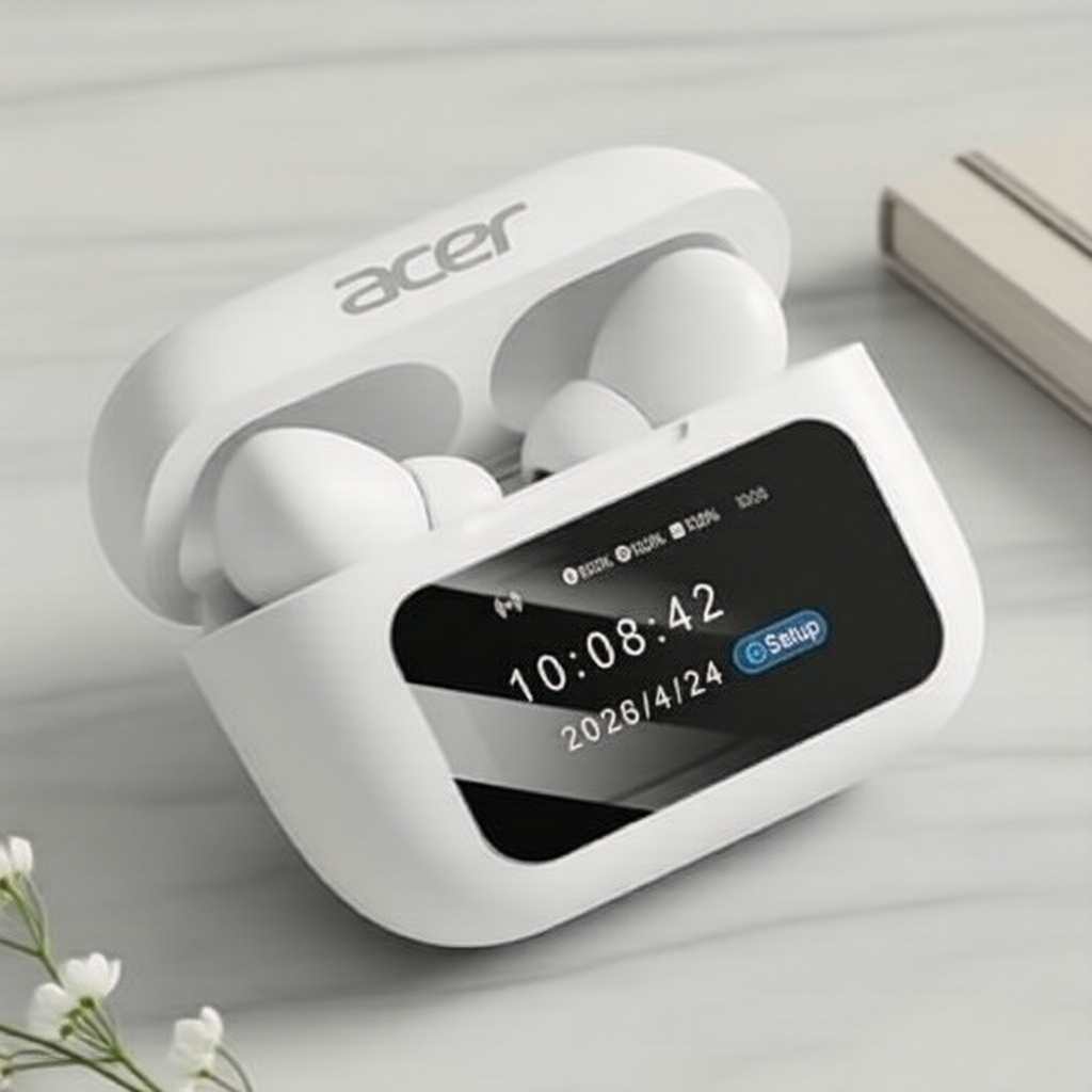 Tai nghe không dây Acer OHR802 màu đen, TWS Bluetooth, hộp sạc 380mAh USB-C, có micro tích hợp