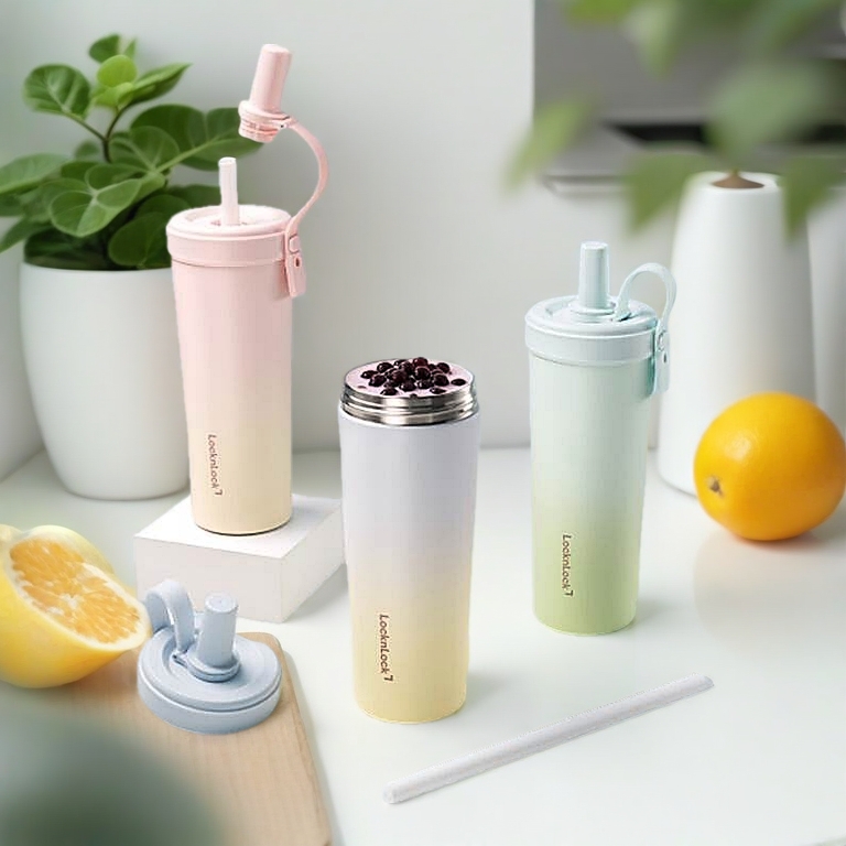 Bình Giữ Nhiệt Phủ Sứ LocknLock Ceramic Tumbler LHC4369 720ml ống hút trân châu, LHC4440 700ml KMALL