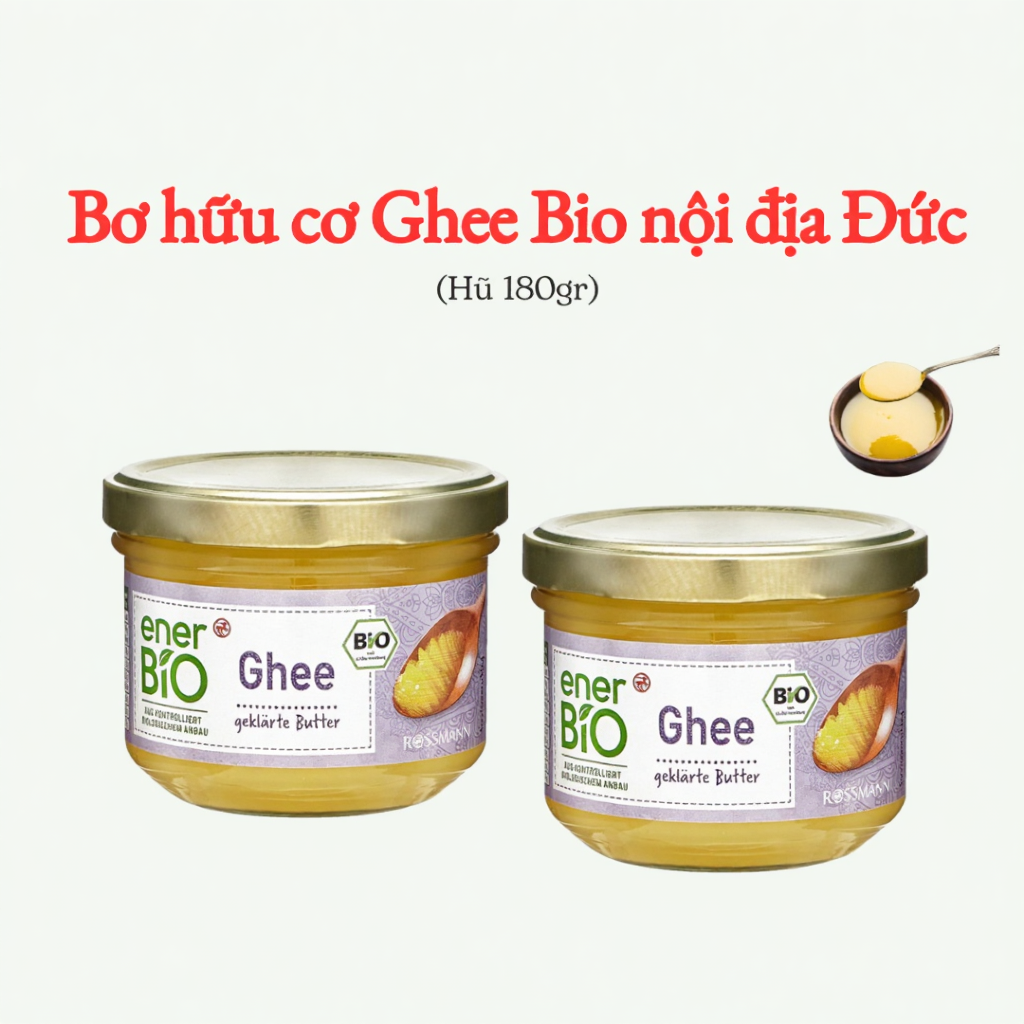 Bơ Ghee hữu cơ cho bé ăn dặm DM Ener Bio 180g nội địa Đức hanzomart