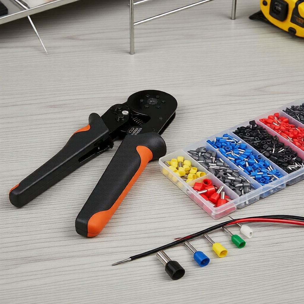 Bộ kit đầu nối dây và kìm HSC8 6-6A, tiếp xúc hợp kim đồng, bọc nylon cách điện cho dây AWG 7-22