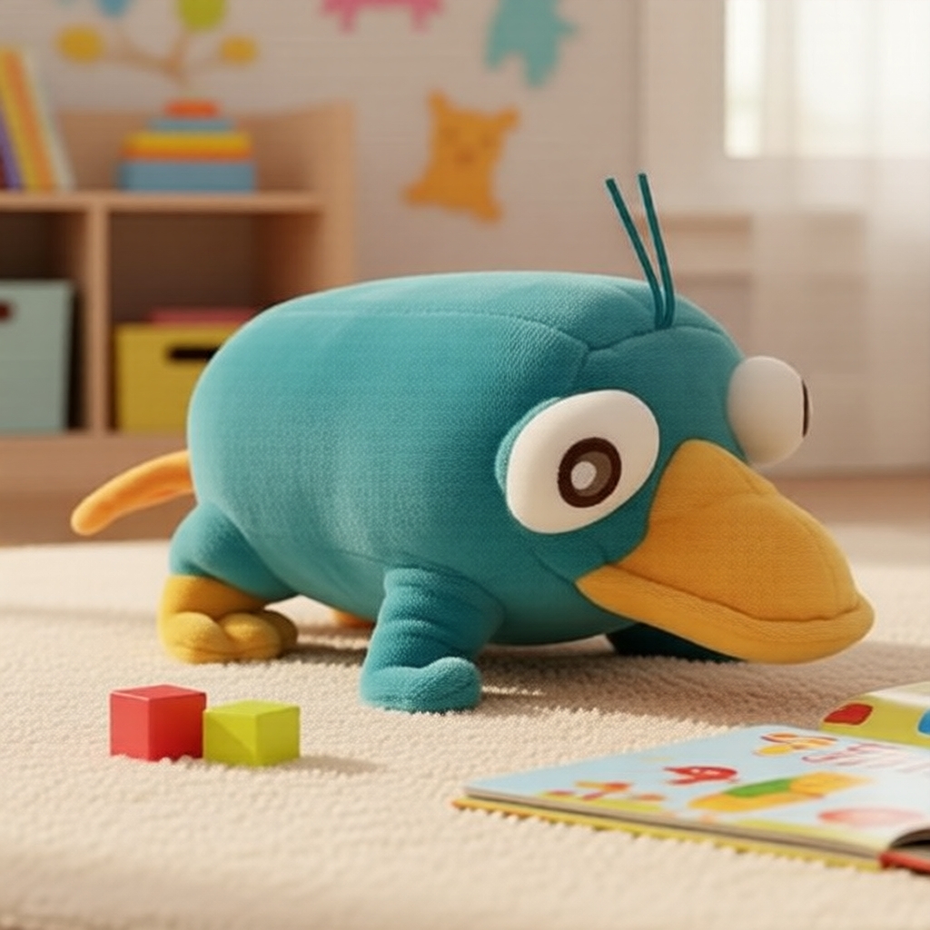Thú nhồi bông Perry the Platypus màu xanh nhạt, 25 cm, người bạn âu yếm cho trẻ em