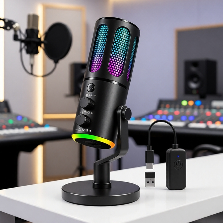 Micro Thu Âm Livestream Chuyên Nghiệp ShouFei ME6S Lọc Tạp Âm, LED RGB, Thu Âm 360° Cho Pc Laptop .