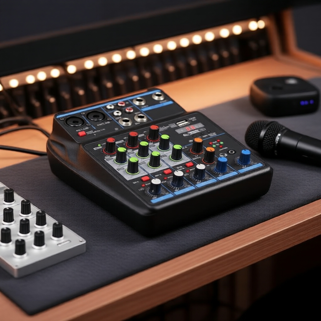 Hệ thống Âm thanh USB 4 Kênh DJ Mixer Bluetooth 48V Phantom Power Monitor Elite Pro X Max