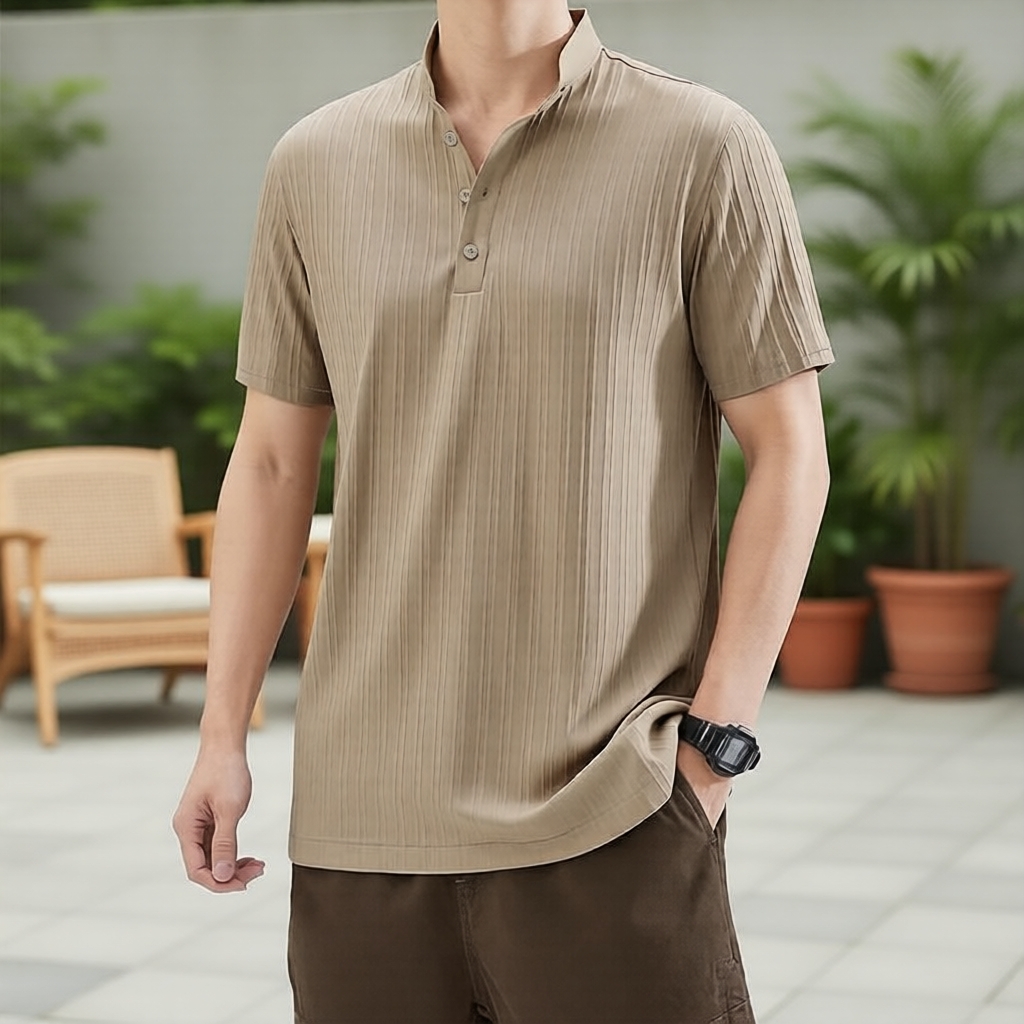 Áo sơ mi nam kaki Xuân/Hè Casual của Lovito, nút gập LNE142528