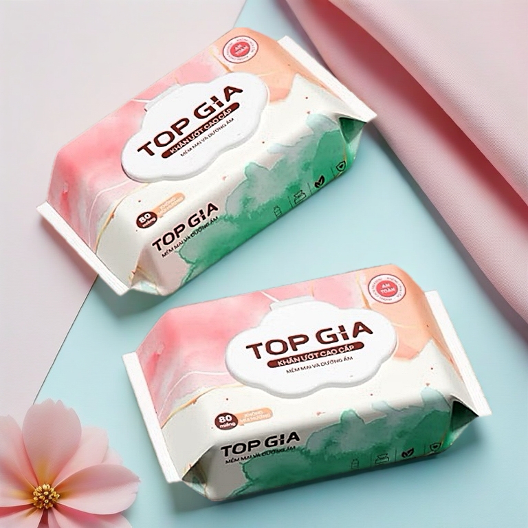 1 Bịch Khăn ướt Ban Mai Topgia cao cấp mềm mại không cồn không parabens, an toàn cho bé
