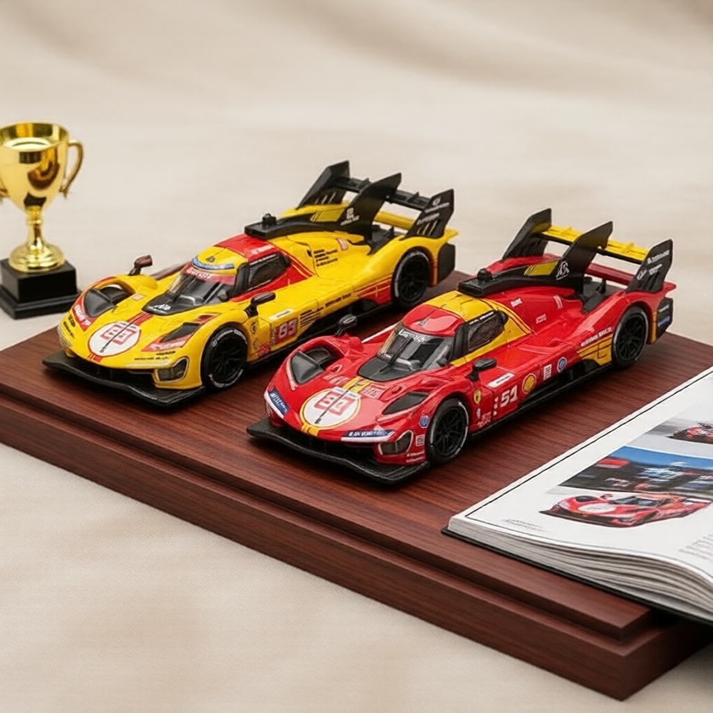 Bburago 1:64 Xe Mô Hình Ferrari 499P Bằng Kim Loại Có Đế Acrylic Trong Suốt