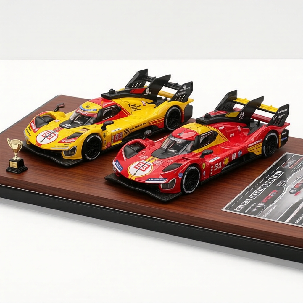 Bburago Tỷ lệ 1:64 Ferrari 499P Mô hình đúc với hộp trưng bày acrylic cho nhà sưu tập