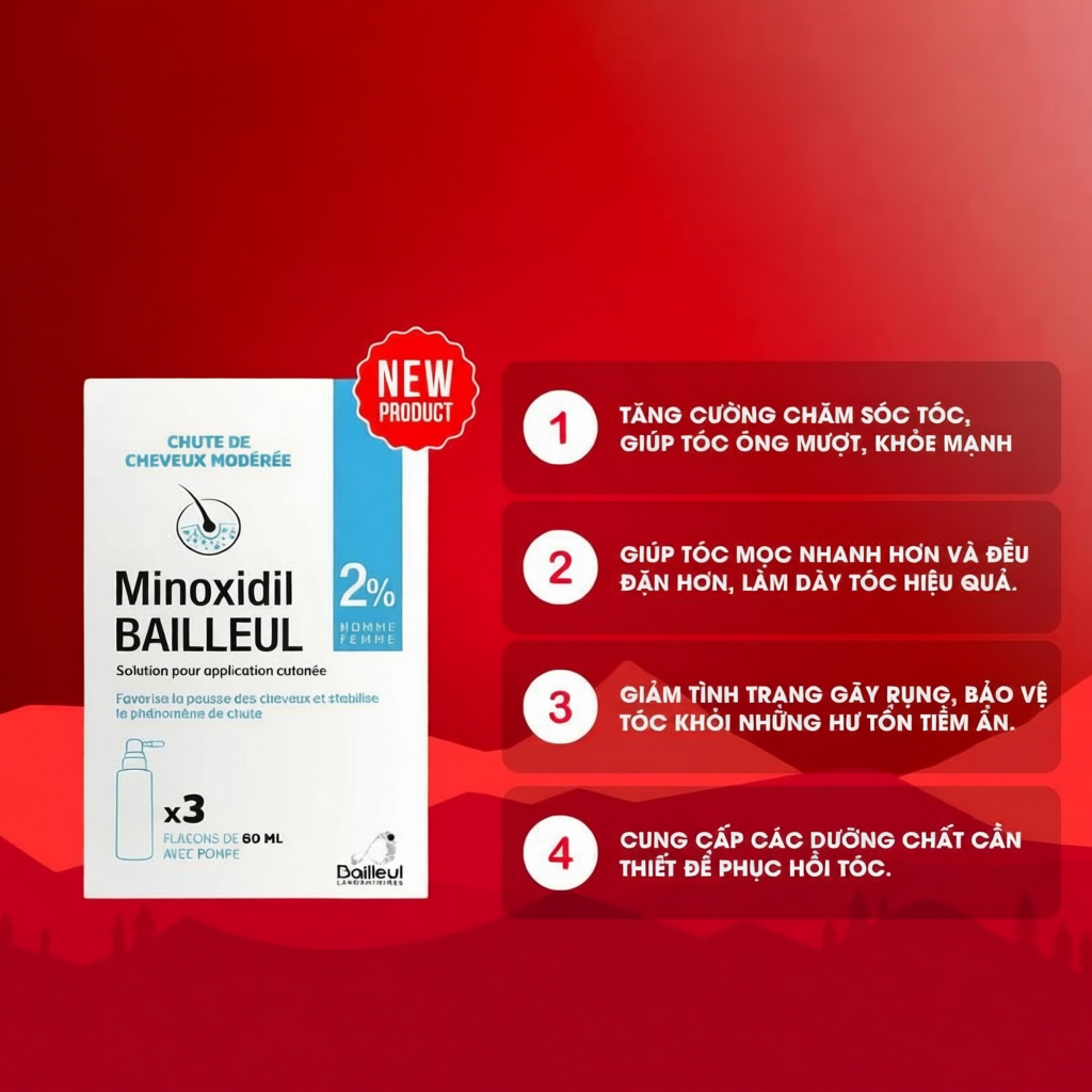 Xịt Mọc Tóc Minoxidil 2% Và 5% Giải Pháp Chăm Sóc Tóc Chính Hãng Pháp, Nuôi Dưỡng Nang Tóc, Hạn Chế Rụng, Tóc Dày Hơn