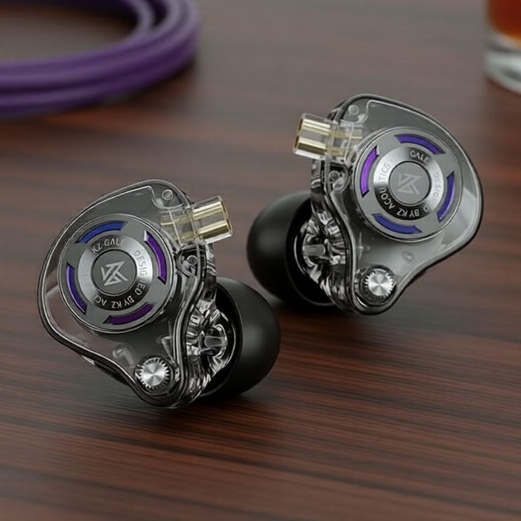 Tai nghe chơi game KZ Gale Dual-Mic, tai nghe có dây IEM HiFi với cáp rời mạ bạc