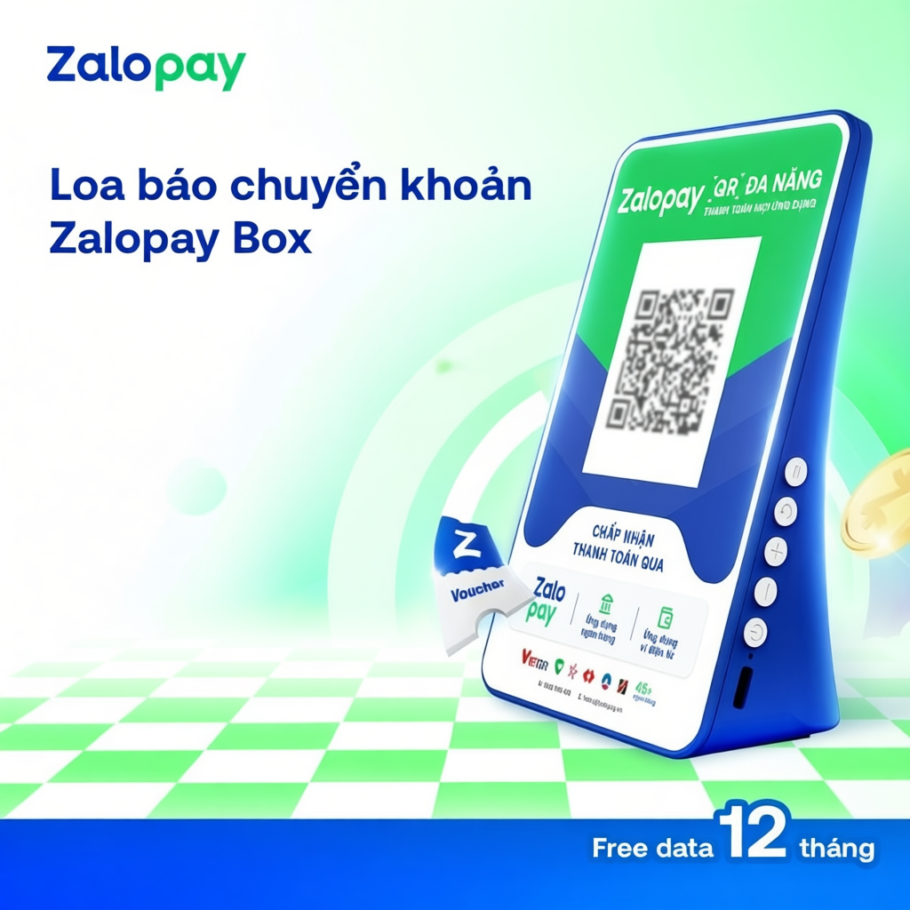 [Chính Hãng] Loa Thông Báo Chuyển Khoản - Zalopay Box V4 Bản Dùng Sim - Tặng Sim 4G Free Data 1 Năm