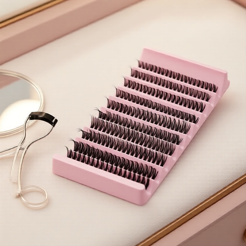 Cụm mi giả D Curl, không gây dị ứng, 200 cụm, lông mi tơi, dùng cho nối mi DIY