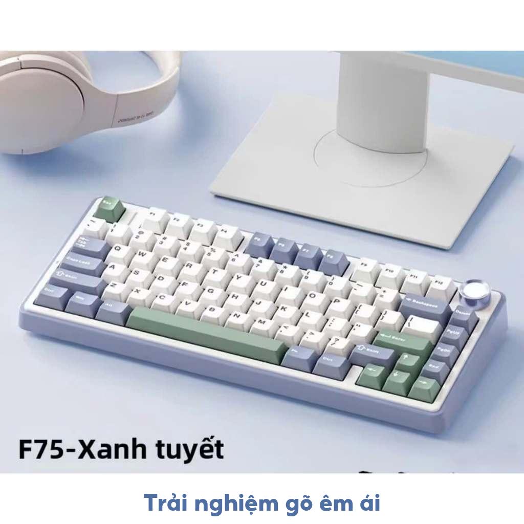 {HỎA TỐC} Bàn Phím Cơ AULA F75 Mạch Xuôi - Hotswap 5-Pin | 3 Mode Kết Nối, Núm Xoay Tiện Lợi Cho Máy Tính Laptop