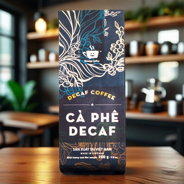 Cà phê DECAF cao cấp - Cafe robusta tách cafeine, ít đắng, dành cho người nhạy cảm với cafeine, không mất ngủ gói 200gr