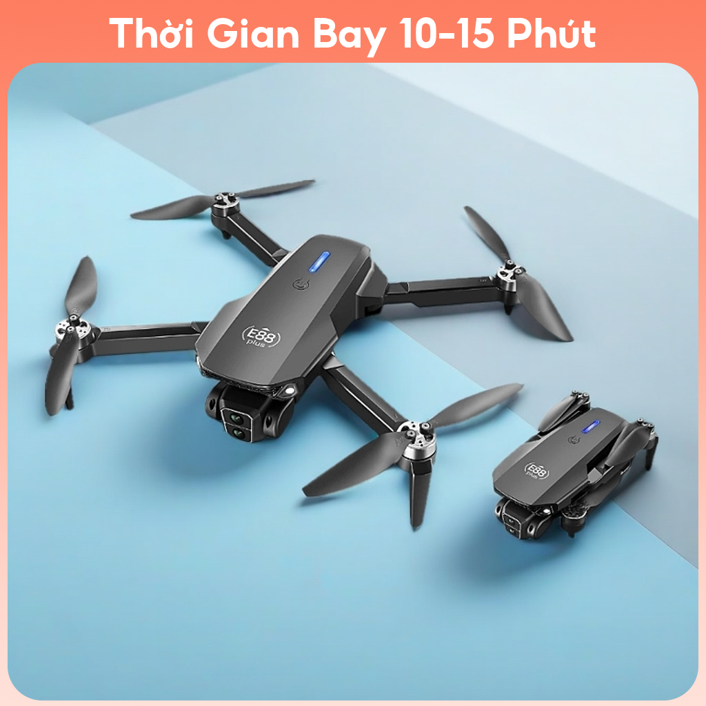 PIycam Mini, Flycam Giá Rẻ, Máy Bay Không Người Lái E88 PLUS Camera Kép,Chế Độ Cảm Biến Tránh Giữ Vị Trí Độ Cao