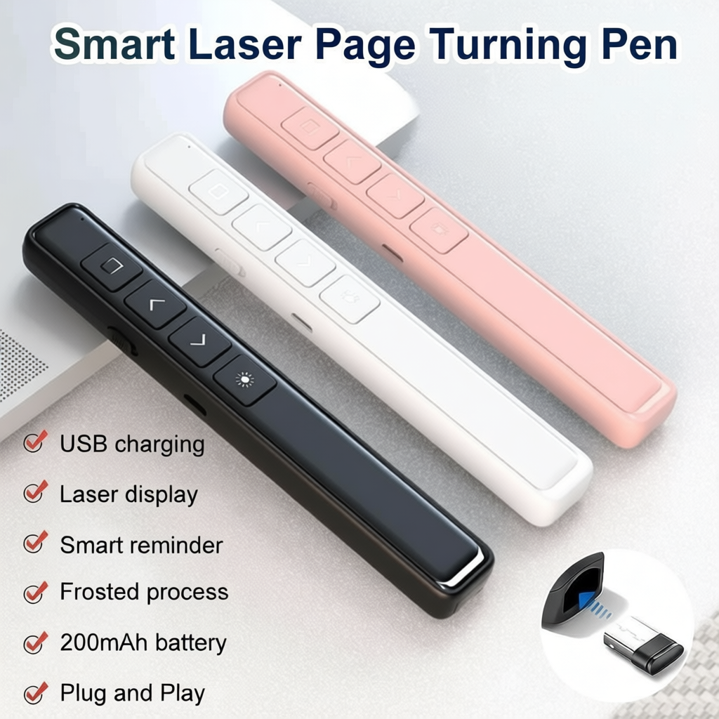 Bút trình chiếu không dây 2.4GHz – Clicker PowerPoint USB, điều khiển từ xa cho giảng dạy & thuyết t