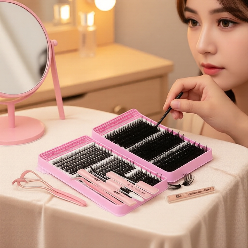 Sách Lông Mi Lớn, 6 Mật Độ 30D-100D, Lông Mi Cong & Dày 8-16mm, Bộ Cụm Tự Làm