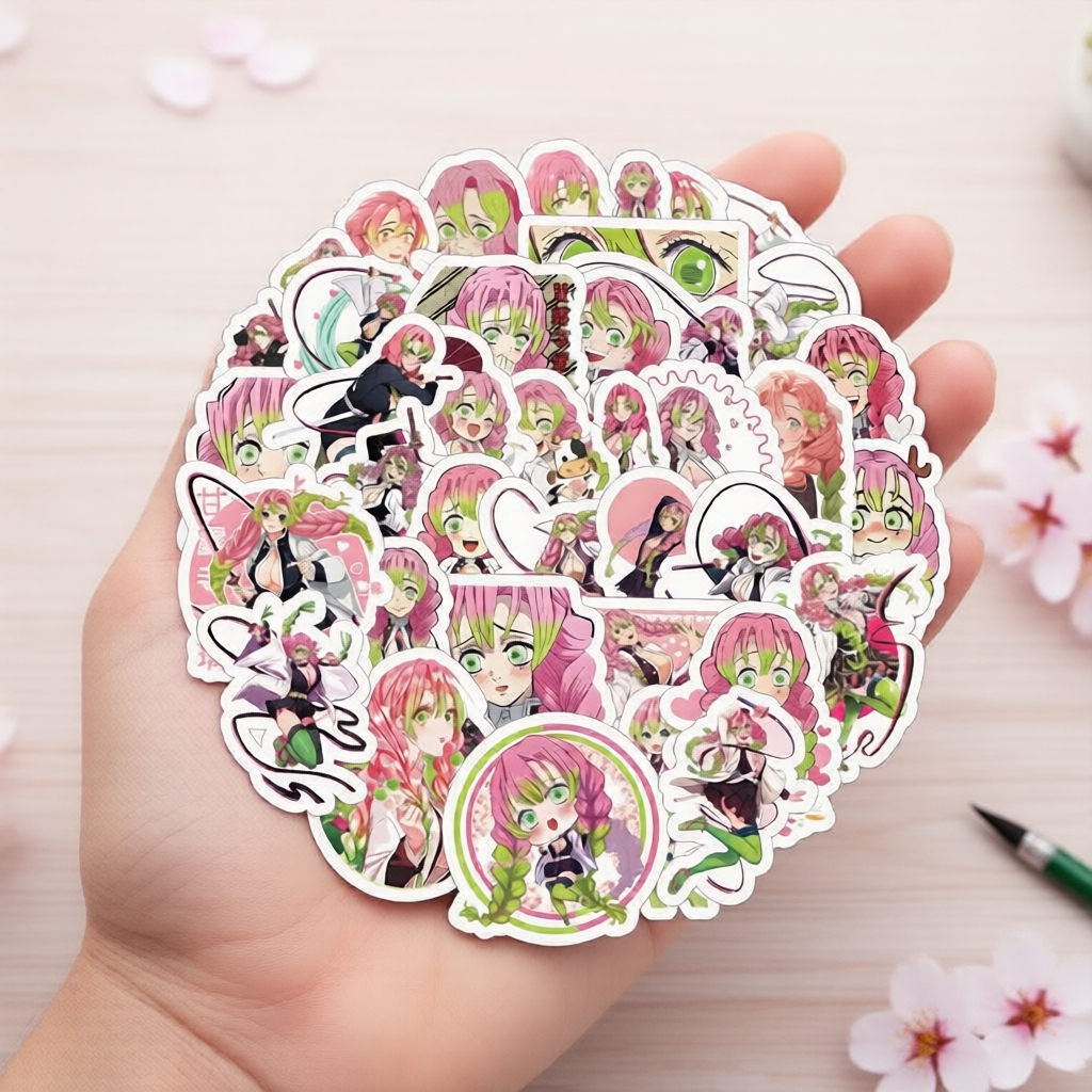 Bộ 250 sticker Kanroji Mitsuri phong cách hoạt hình - Lý tưởng cho laptop, điện thoại, bưu thiếp, sc