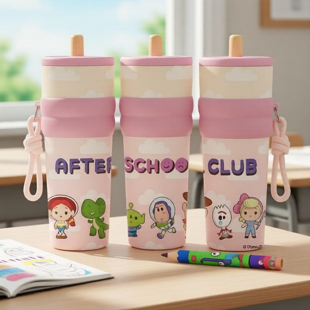 Cốc giữ nhiệt inox, Toy Story 5 Woody Buzz Jessie Alien, có móc treo, tiện mang theo cho xe hơi, văn
