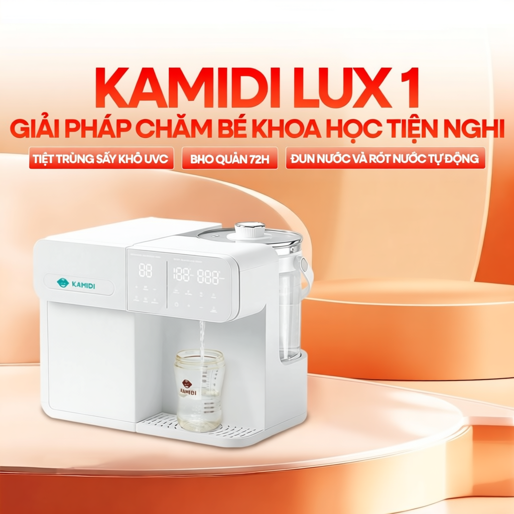 Máy Tiệt Trùng UV Bình Sữa kamidi Lux 1 Lấy Nước Tự Động Tích Hợp Đun Nước Pha Sữa Cho Bé
