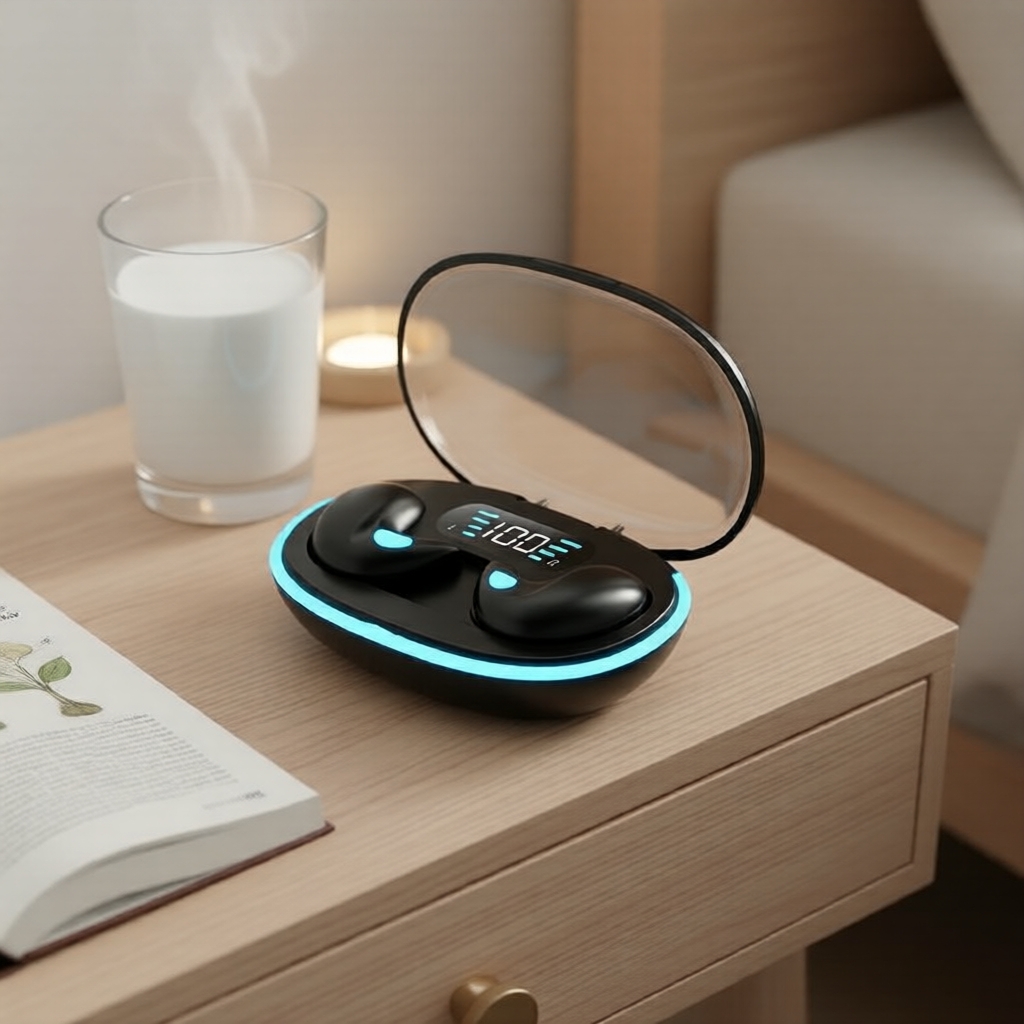 Tai nghe Bluetooth HQAi X55, tai ngủ không dây có mic & hiển thị pin