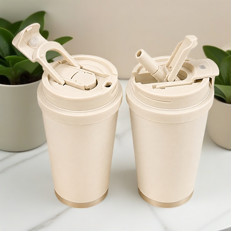 Ly giữ nhiệt khắc tên COFFEE 530ml, ly giữ nhiệt inox 316 phủ sứ kiểu dáng hiện đại có dây xách - TUHUHOUSE