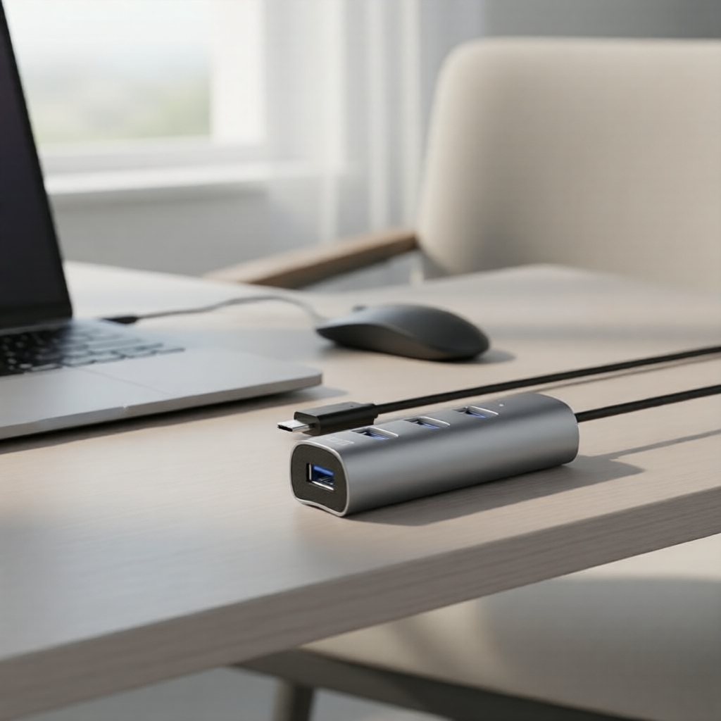 Hub USB 3.0 DM CHB010 4 cổng, chia tốc độ cao cho MacBook, laptop, PC; hỗ trợ HDD 1TB