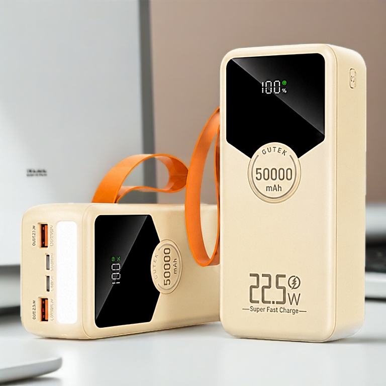 Pin sạc dự phòng 50000mAh Gutek GT240 sạc nhanh 22,5W có dây cắm nhiều điện thoại