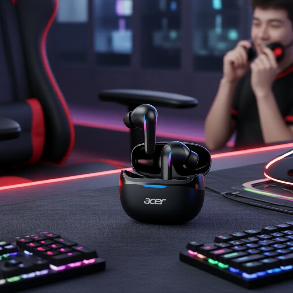 Tai nghe chơi game Acer OHR829, Bluetooth 6.0, Driver 13mm, đèn RGB LED, pin 19 giờ, chế độ trễ thấp