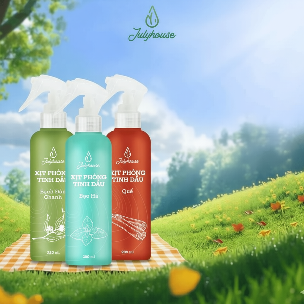Xịt phòng tinh dầu Julyhouse 280ml khử mùi hiệu quả, làm thơm không gian