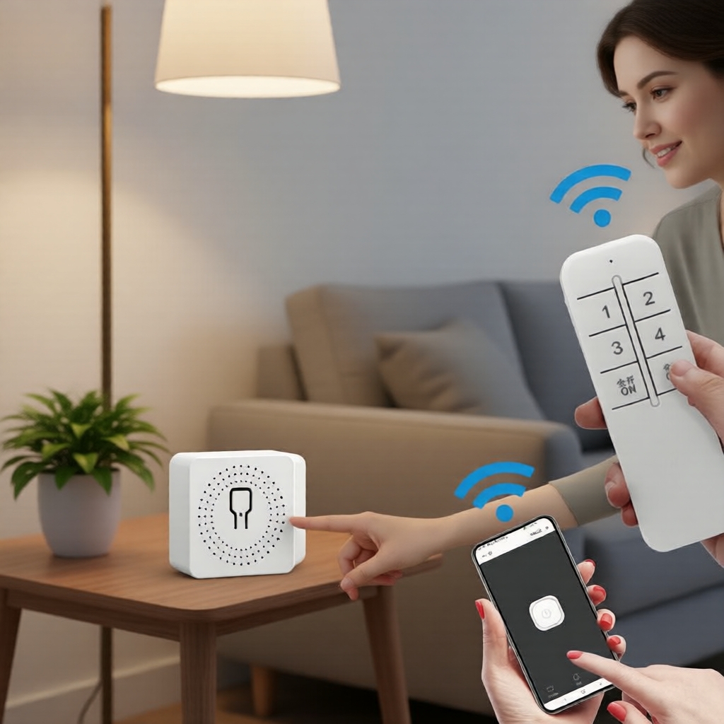 Công tắc thông minh mini wifi 16A eWeLink Công tắc thông minh RF 2.4G Công tắc không dây - hoạt động