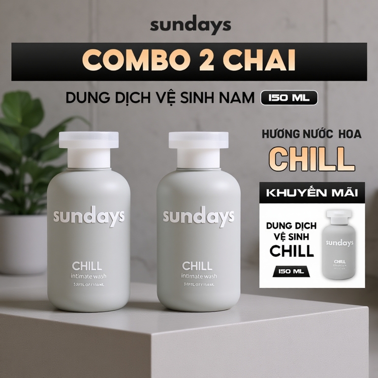 [TẶNG NƯỚC HOA]Dung Dịch Vệ Sinh Nam Giới 175ml, DDVS Nam, Bọt Vệ Sinh Nam Sundays Giúp Làm Sạch Khử Mùi, Hương Nước Hoa