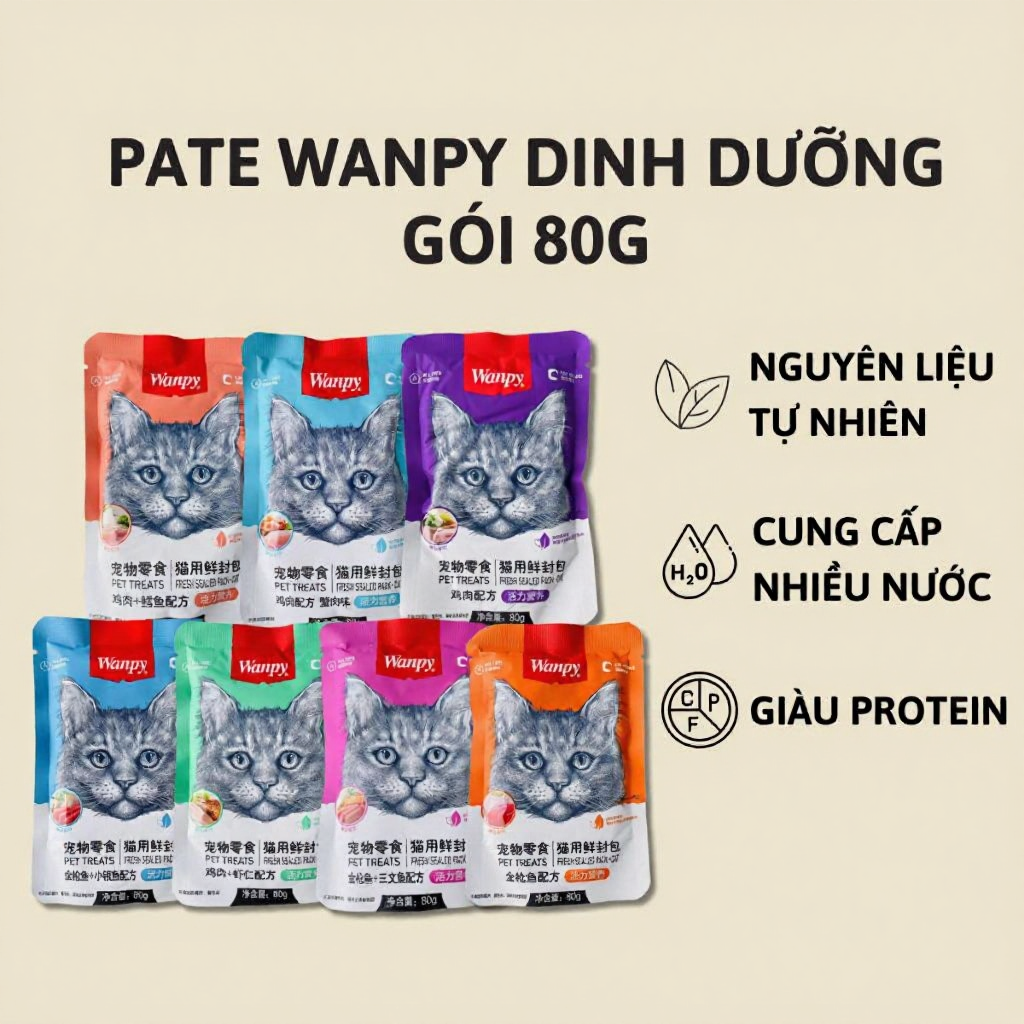 Pate Wanpy Túi 80g Cho Mèo Mọi Lứa Tuổi