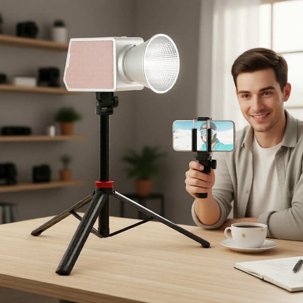 Giá đỡ đèn ba chân nhôm 82 inch, có thể kéo dài, di động, điều chỉnh được, ren 1/4 inch