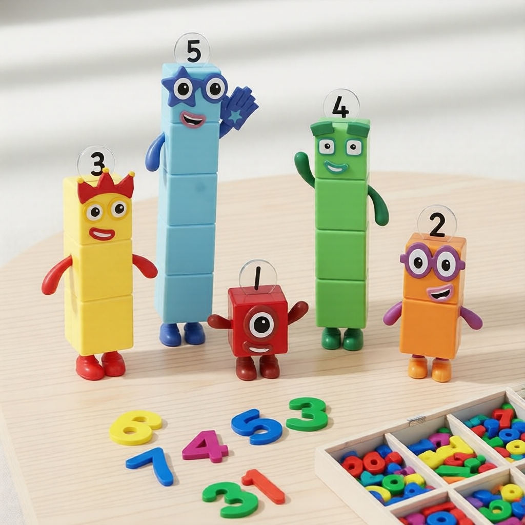 Đồ chơi xếp hình Numberblocks 5 chi tiết 6-22cm, gạch số học, nhân vật vui nhộn hỗ trợ học tập sớm