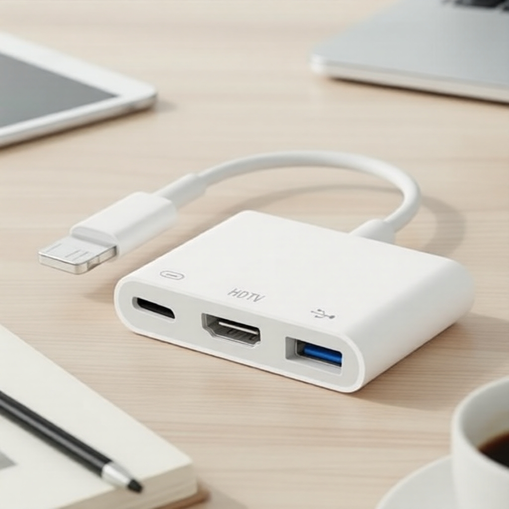 Bộ chuyển đổi OTG 3-in-1 Lightning sang HDMI HDTV, sạc và hub USB, đồng bộ âm thanh và video cho iPh